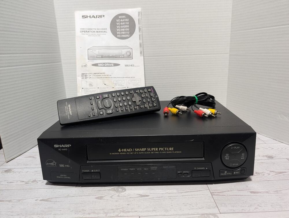 Sharp VC-A410U 4-Head VHS VCR Player Recorder W/ Manual & Remote READ